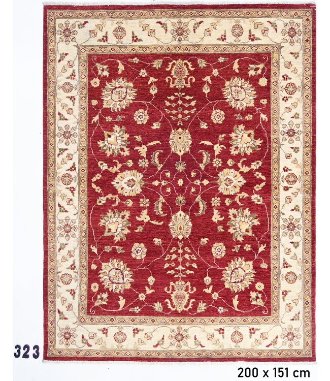 Red Ziegler Hand-Knotted Wool Rug – 200 x 151 cm