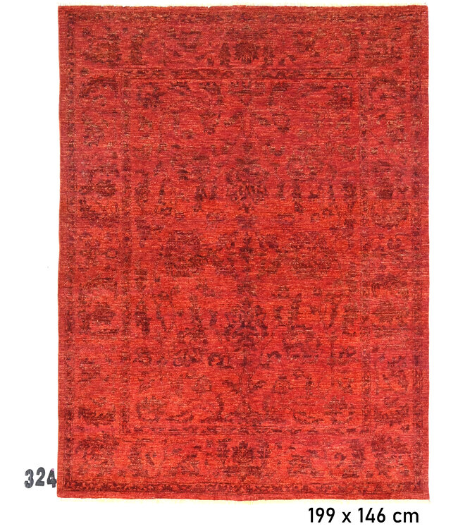 Rood Gabbeh Handgeknoopte Wol Tapijt – 199 x 146 cm