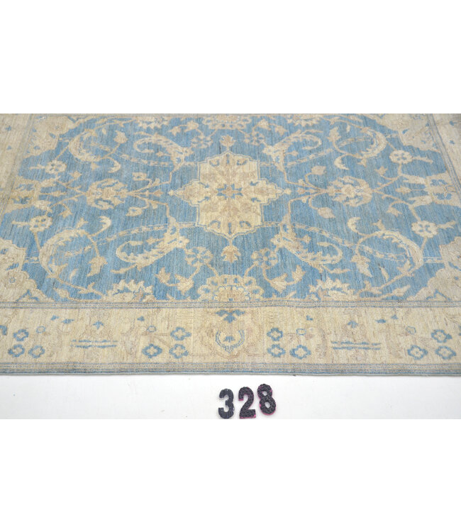 Lichtblauw Ziegler vloerkleed – handgeknoopt wollen tapijt – 181 x 126 cm