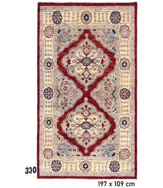 Roter Kazak Teppich – 197 x 109 cm – handgeknüpft aus Wolle
