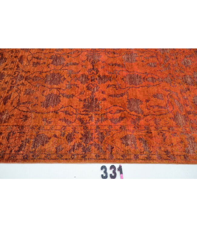 Roter Vintage-Muster handgeknüpfter Wollteppich – 167 x 123 cm