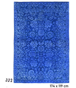 Blauer Ziegler-Muster handgeknüpfter Wollteppich – 174 x 119 cm