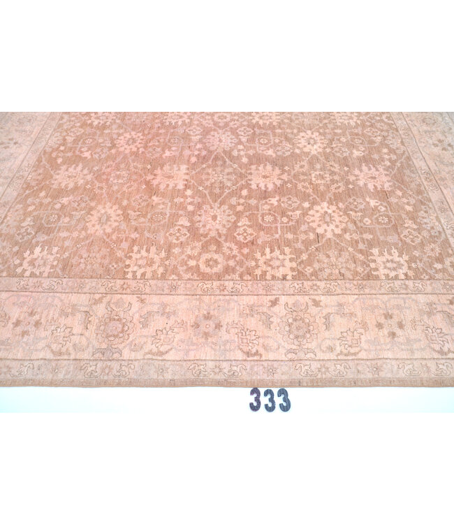 Beiger Ziegler-Muster handgeknüpfter Wollteppich – 293 x 211 cm