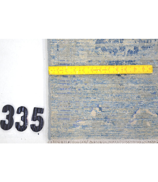 Vintage Blauwe Wol Handgeknoopte Vloerkleed - 287 x 205 cm