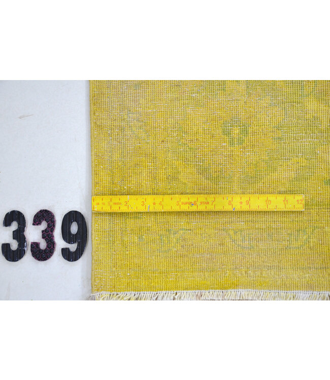 Vintage Yellow Hand-Knotted Wool Rug - Dimensions: 297 x 250 cm