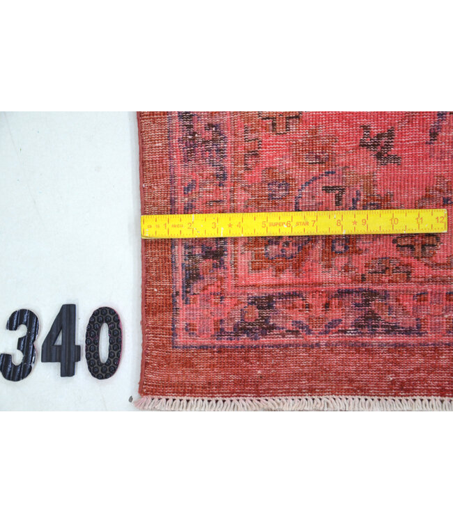 Dieprood Vintage Handgeknoopt Wol Vloerkleed - Afmetingen 296 x 233 cm