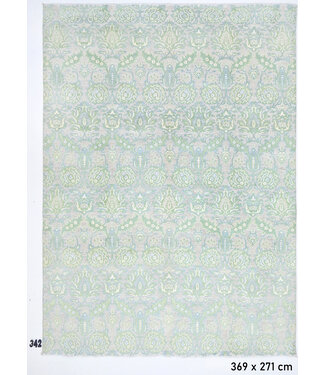 Green-Blue Ziegler Pattern Hand-Knotted Wool Rug – 369 x 271 cm Green-Blue Ziegler Pattern Hand-Knotted Wool Rug – 369 x 271 cm