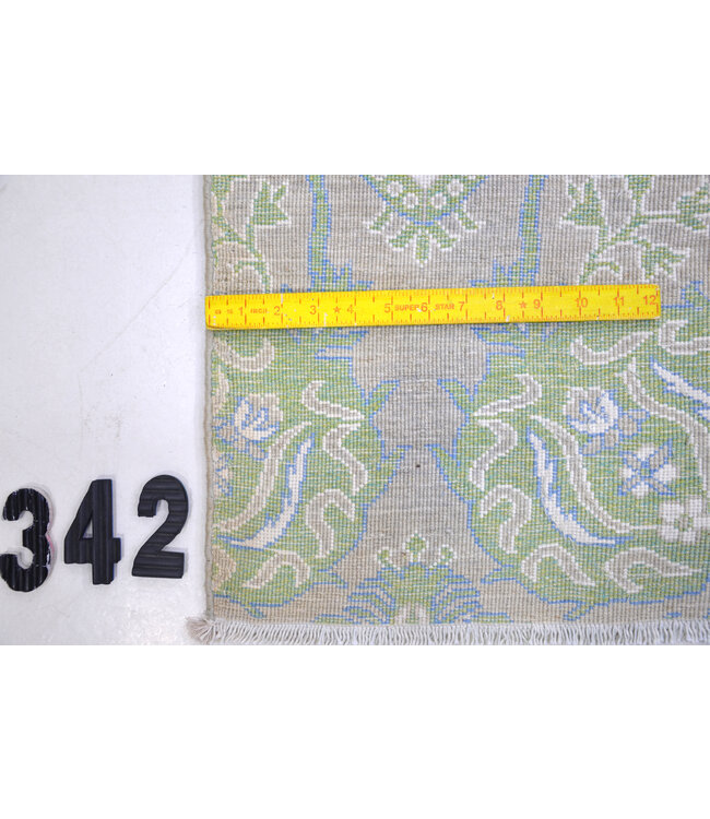 Green-Blue Ziegler Pattern Hand-Knotted Wool Rug – 369 x 271 cm