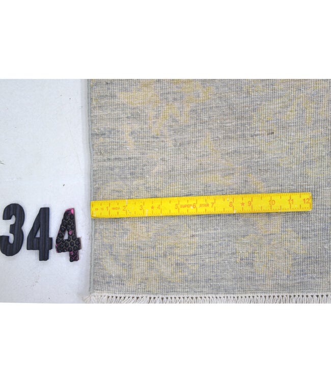 Grey-Yellow Modern Pattern Hand-Knotted Wool Rug – 309 x 241 cm