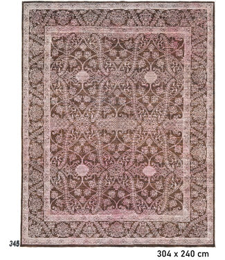 Braun-rosa Ziegler-Muster handgeknüpfter Wollteppich – 304 x 240 cm