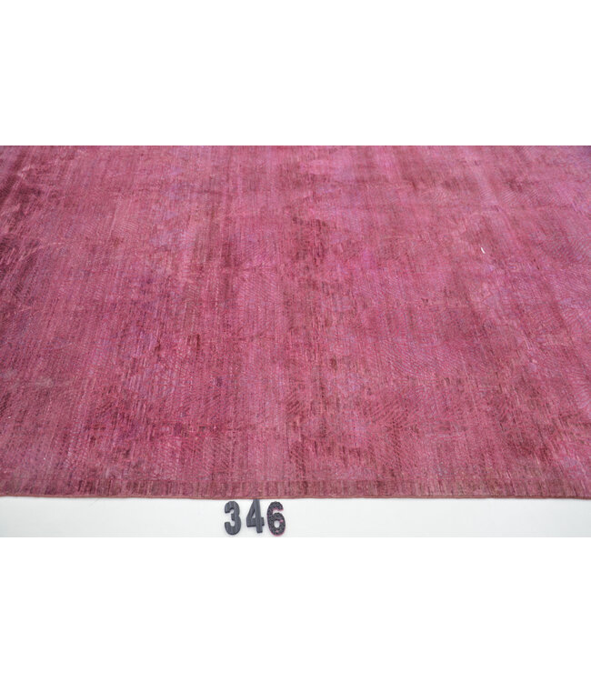 Tiefrosa Modern-Muster handgeknüpfter Wollteppich – 300 x 246 cm