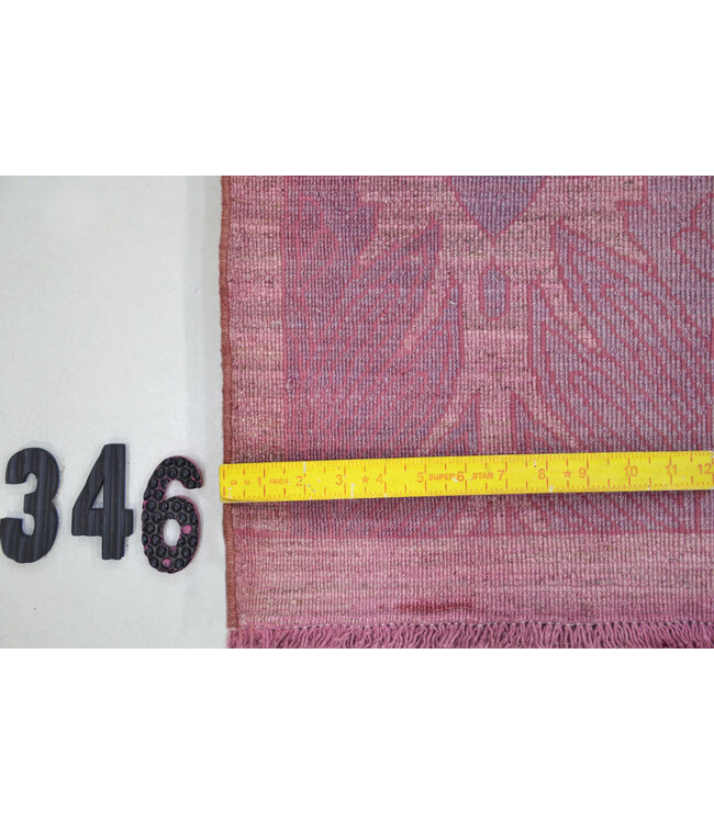 Tiefrosa Modern-Muster handgeknüpfter Wollteppich – 300 x 246 cm