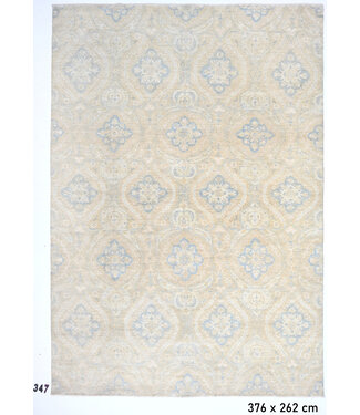Beige-blauw Ziegler patroon handgeknoopt wollen vloerkleed – 376 x 262 cm Beige-blauw Ziegler patroon handgeknoopt wollen vloerkleed – 376 x 262 cm