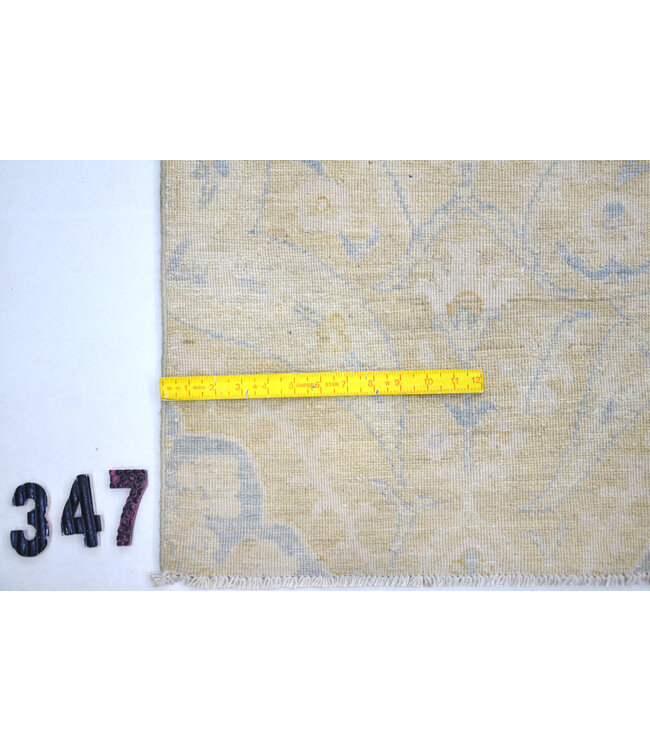 Beige-blauw Ziegler patroon handgeknoopt wollen vloerkleed – 376 x 262 cm