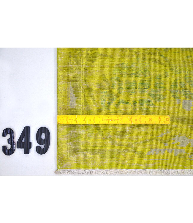 Lime Green Vintage Pattern Hand-Knotted Wool Rug – 295 x 240 cm