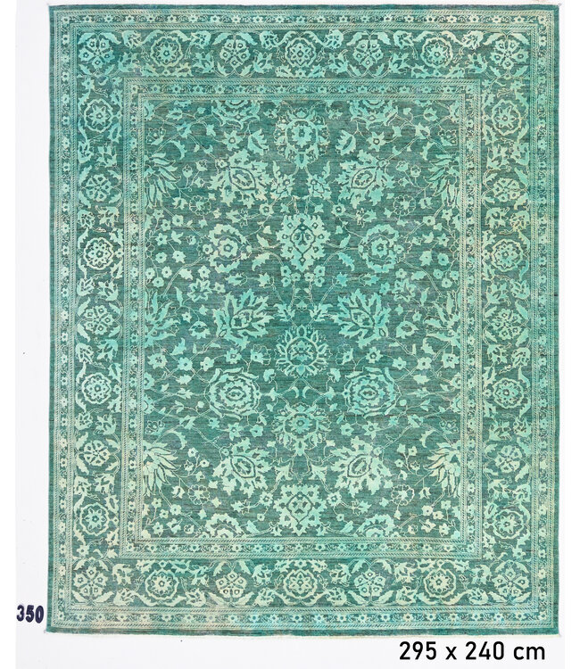 Grüner Ziegler Teppich – Handgeknüpft – 295 x 240 cm – Wolle