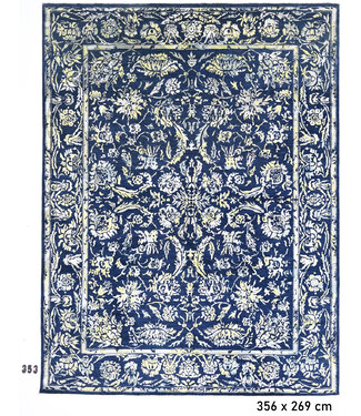 Blauer Ziegler Teppich – Handgeknüpft – 356 x 269 cm – Wolle