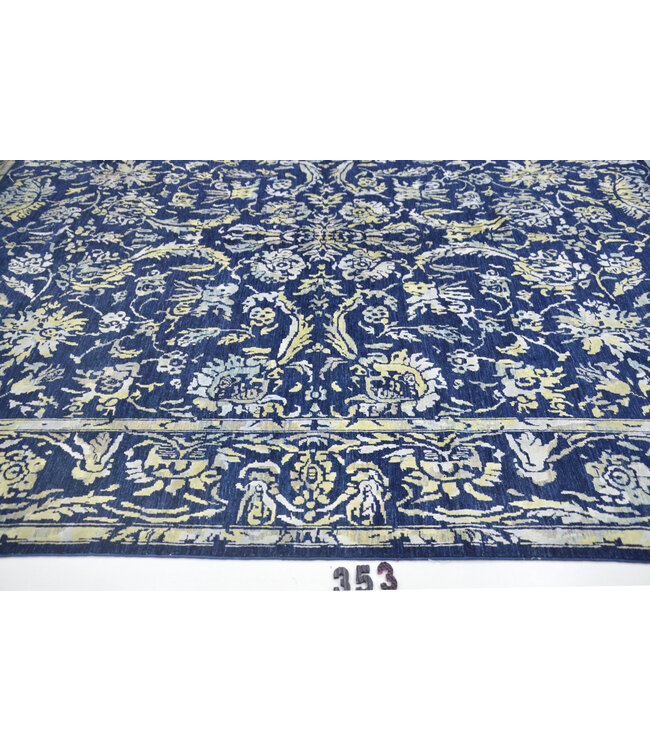 Blauer Ziegler Teppich – Handgeknüpft – 356 x 269 cm – Wolle