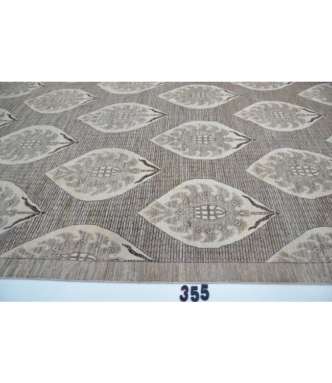 Grijs Modern Tapijt – Handgeknoopt – 414 x 301 cm – Wol