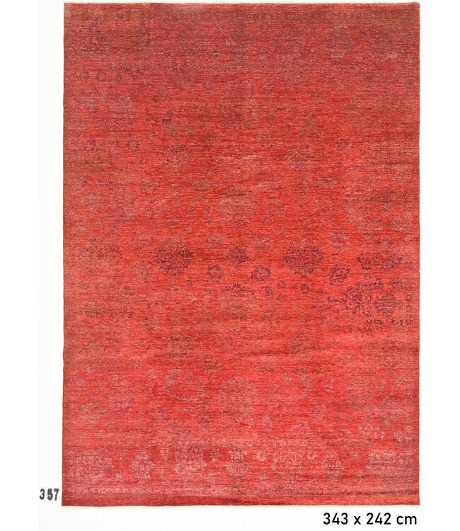Roter Vintage Teppich – Handgeknüpft – 343 x 242 cm – Wolle