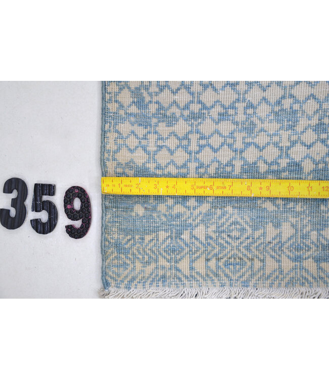 Blauer Moderner Teppich – Handgeknüpft – 311 x 243 cm – Wolle