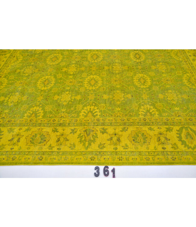 Gelbgrüner Vintage Wollteppich - 296 x 241 cm