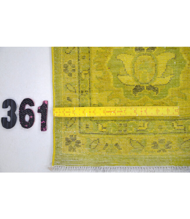 Gelbgrüner Vintage Wollteppich - 296 x 241 cm