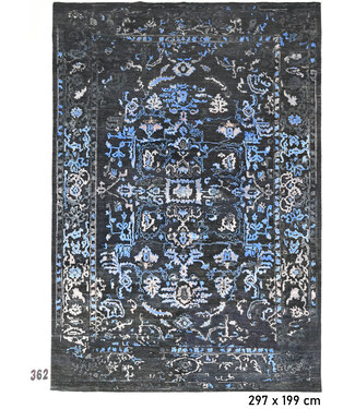 Blau Vintage Handgeknüpfter Wollteppich | Abmessungen: 297 x 199 cm