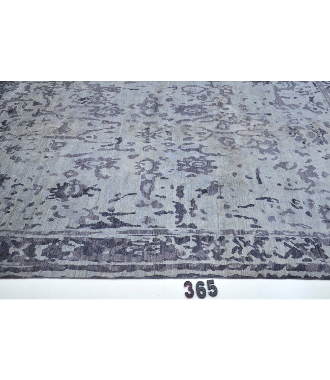 Vintage Grijs Handgeweven Wol Tapijt - 298 x 198 cm