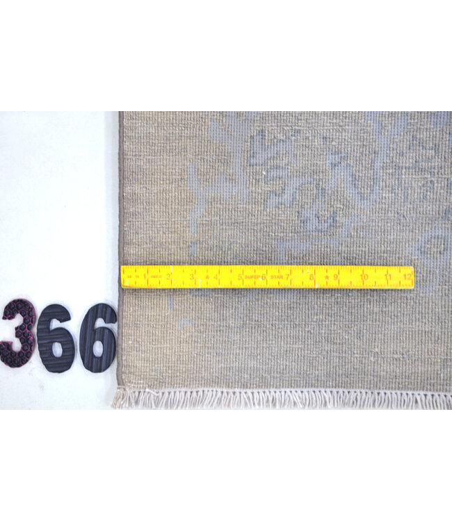 Vintage Grijs Blauw Handgeknopt Tapijt - 291 x 202 cm