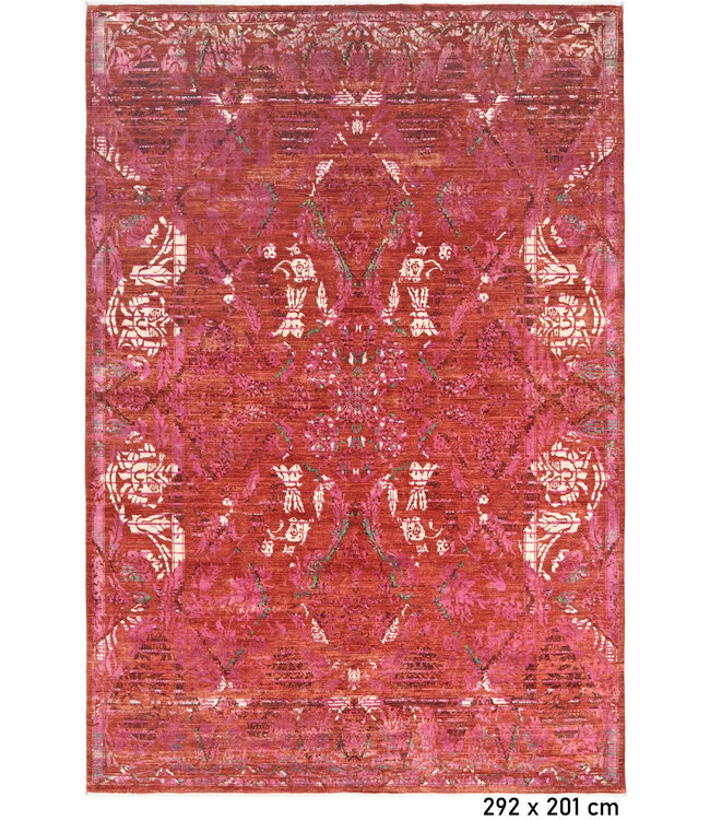 Roter Vintage Teppich – Handgeknüpft aus Wolle – 292 x 201 cm