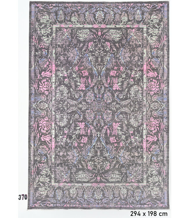 Grijs Modern Tapijt – Handgeknoopt Wol – 294 x 198 cm