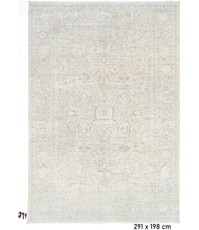 Elfenbein Ziegler Teppich – Handgeknüpft aus Wolle – 291 x 198 cm