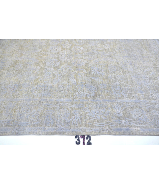 Zilver Modern Tapijt – Handgeknoopt Wol – 298 x 197 cm