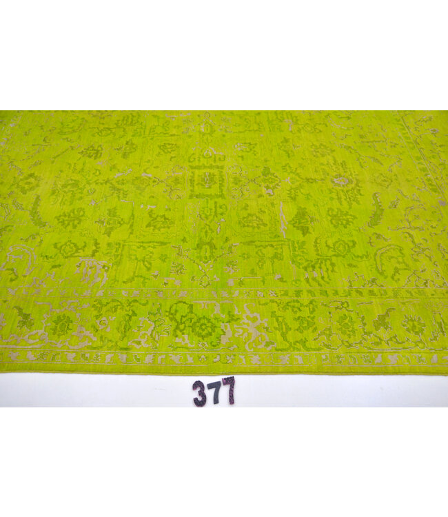 Groen Overdyed Vintage vloerkleed – handgeknoopt wollen tapijt – 247 x 169 cm