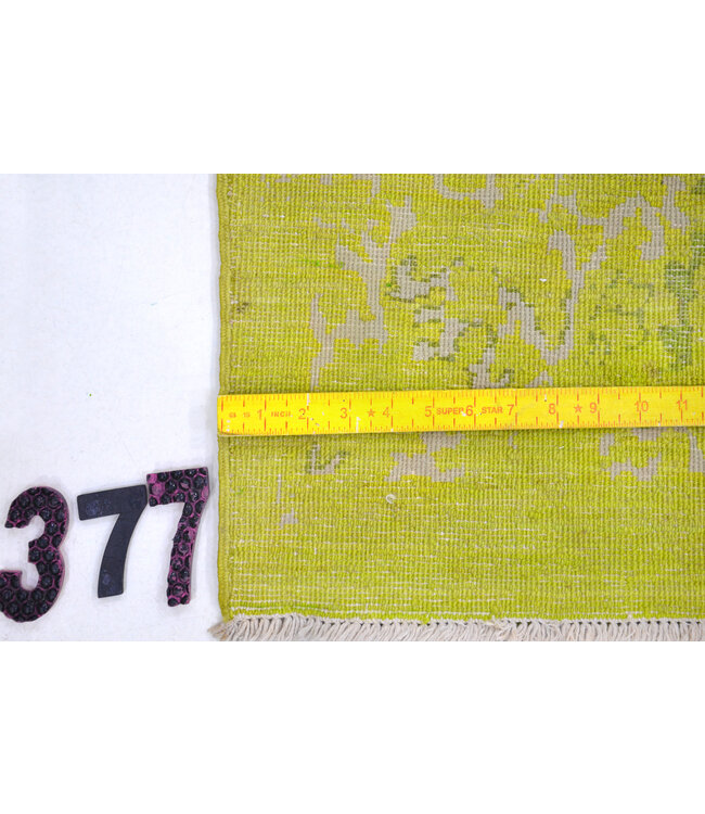 Green Overdyed Vintage Rug – Hand-knotted Wool Carpet – 247 x 169 cm