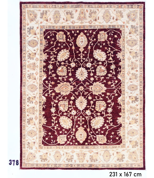 Rood Antiek Ziegler vloerkleed – handgeknoopt wollen tapijt – 280 x 218 cm