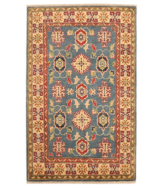 Kelimshop 154x98cm Handgeknüpfter Woll Kazak Teppich – Authentischer Orientalischer Teppich, Traditionelles Tribal Design, Hochwertiger Handgefertigter Wollteppich