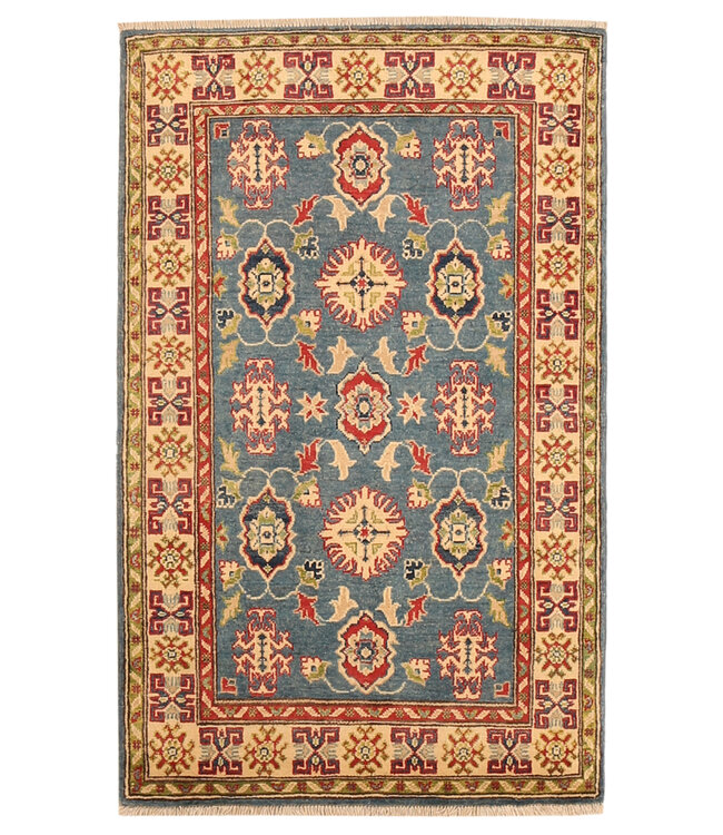 154x98cm Handgeknoopte Wol Kazak Tapijt – Authentiek Oosters Vloerkleed, Traditioneel Tribaal Design, Hoogwaardige Handgemaakte Wol Tapijt