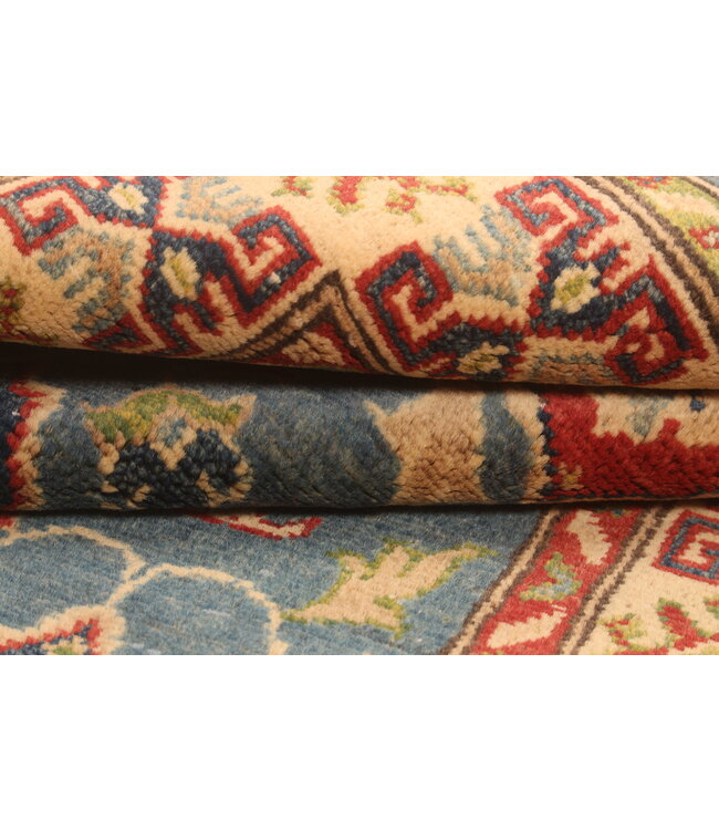 154x98cm Handgeknüpfter Woll Kazak Teppich – Authentischer Orientalischer Teppich, Traditionelles Tribal Design, Hochwertiger Handgefertigter Wollteppich