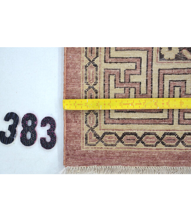 Red Beige Kazak Pattern Hand-Knotted Wool Rug – 262 x 178 cm