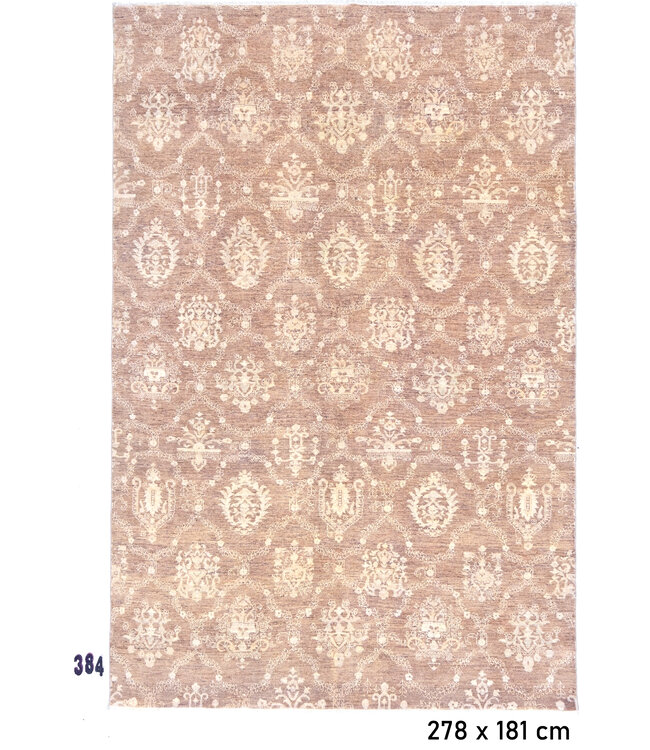 Beige Ziegler patroon handgeknoopt wollen vloerkleed – 278 x 181 cm