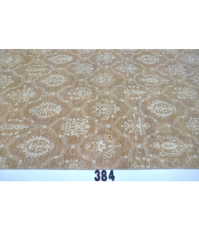 Beige Ziegler Pattern Hand-Knotted Wool Rug – 278 x 181 cm