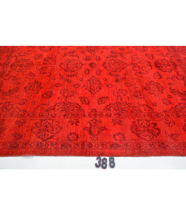 Dieprood Vintage patroon handgeknoopt wollen vloerkleed – 236 x 196 cm