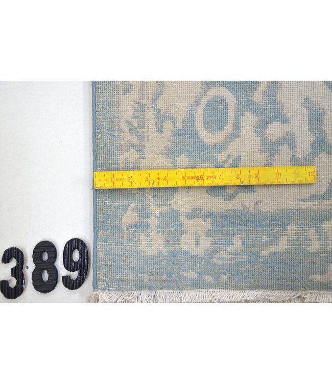 Hellblaues Ziegler-Muster handgeknüpfter Wollteppich – 298 x 194 cm