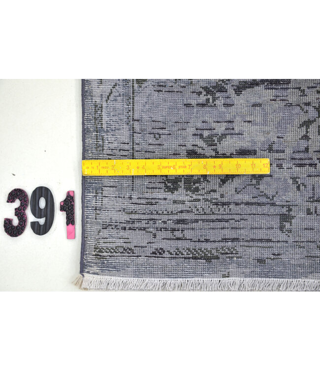 Blaues Vintage-Muster handgeknüpfter Wollteppich – 291 x 198 cm