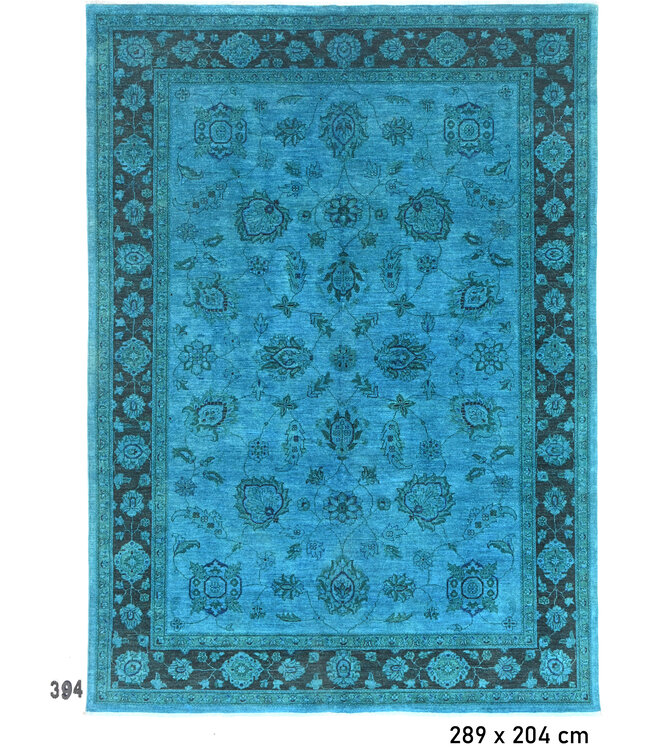 Turquoise Modern Vloerkleed – 289 x 204 cm – Handgeknoopt Wol