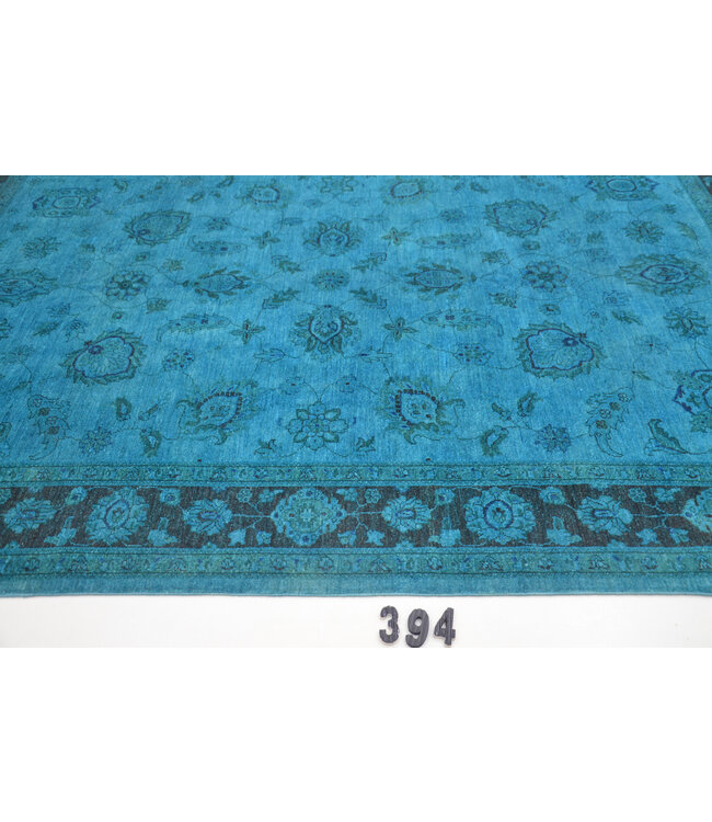 Türkisfarbener Moderner Teppich – 289 x 204 cm – Handgeknüpft aus Wolle