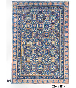 Blau Ziegler Teppich – 266 x 181 cm – Handgeknüpft aus Wolle