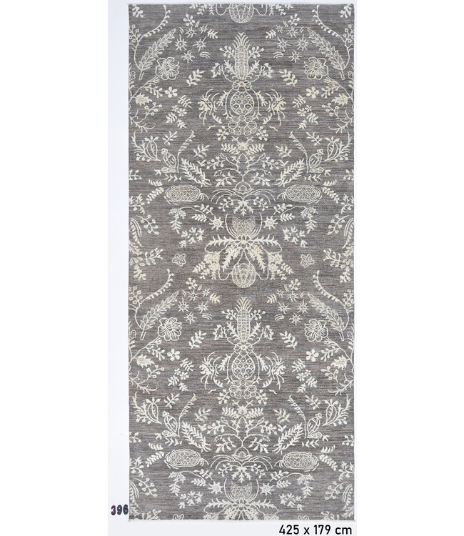 Grauer Moderner Teppich – 425 x 179 cm – Handgeknüpft aus Wolle